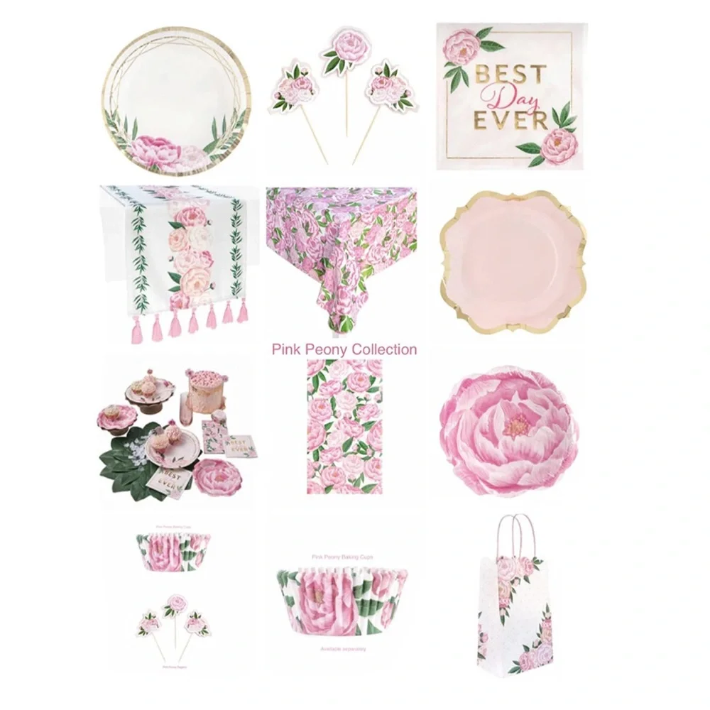 Celebrate It Pink Peony “Best Day Ever” Cupcake Cups & Toppers Set
